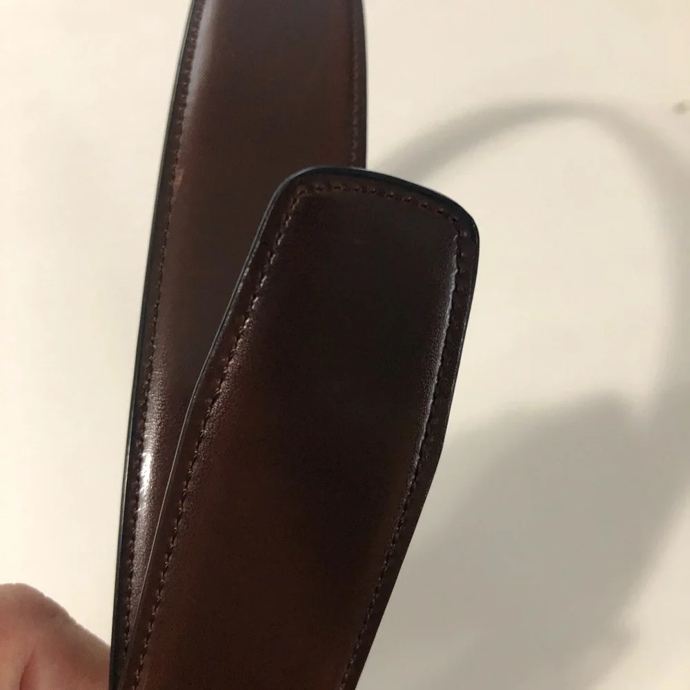 Perry Ellis reversible belt black or brown leather silver tone buckle‎
